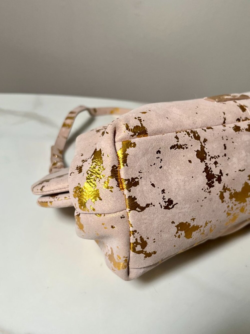 Vince Camuto Amari Taupe Gold Leather Clutch Shoulder Bag NWT - Picture 8 of 12
